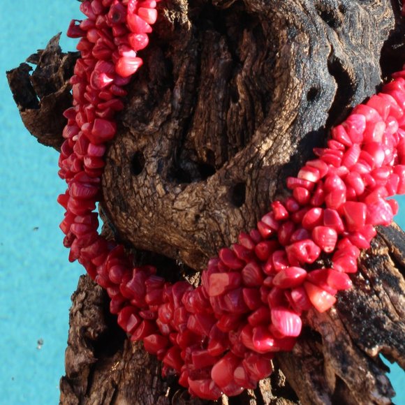 The Cleopatra Necklace Collection/ Natural Red Coral Chips - Picture 3 of 7